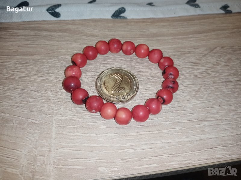 Червен корал стара гривна ластик, снимка 1