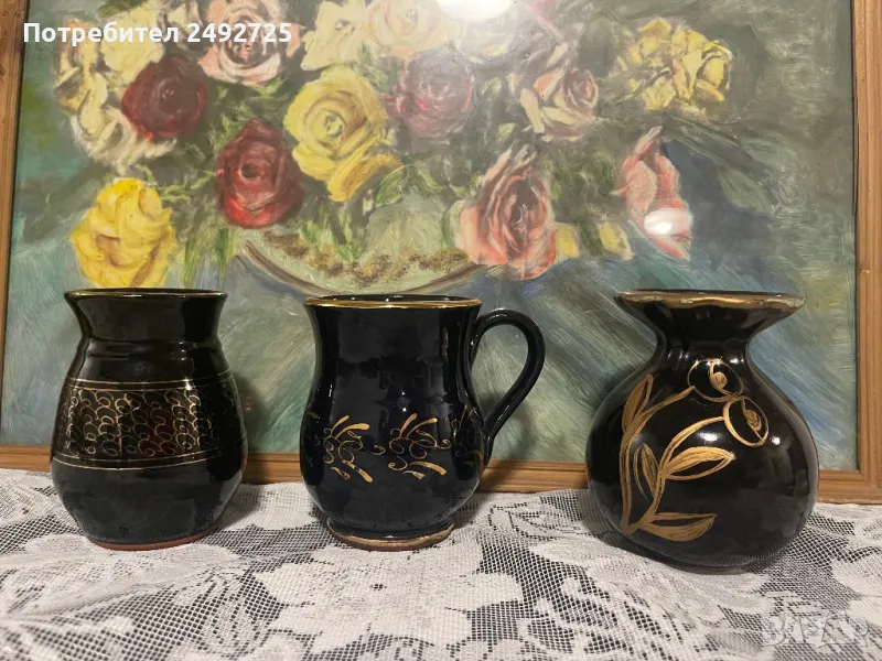 Руска ваза синя с позлата кобалт, снимка 1