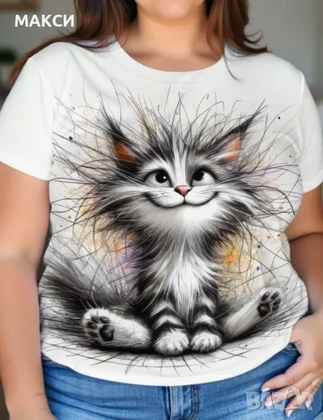 Макси модерна силно еластична и много мека тениска с "Коте", снимка 1