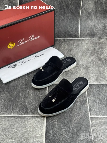 Loro Piana Дамски Черни Затворени Чехли Естествен Велур Лоро Пиана Код E640, снимка 1