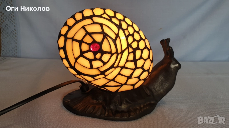 Настолна лампа тип Тифани  с форма охлюв , снимка 1