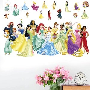 Всички Дисни принцеси прави голям самозалепващ стикер лепенка за стена мебел детска стая, снимка 1