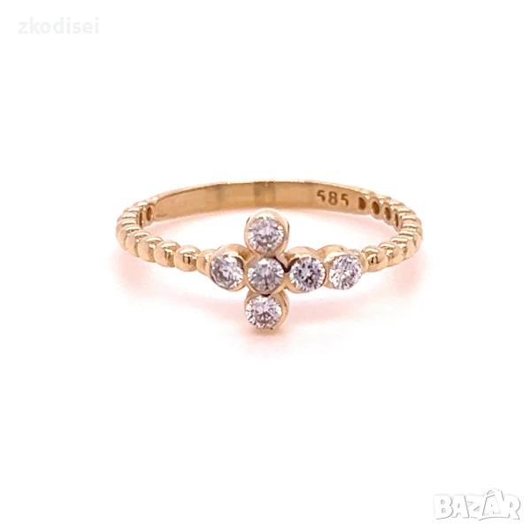 Златен дамски пръстен 1,57гр. размер:57 14кр. проба:585 модел:32140-3, снимка 1