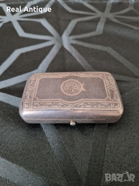 Рядка уникална антикварна руска сребърна кутийка за тютюн с ниело , снимка 1