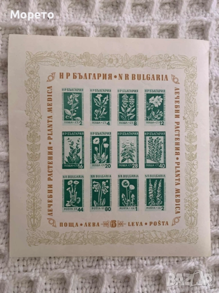 Блок,марка-Лечебни растения-1953 година, снимка 1