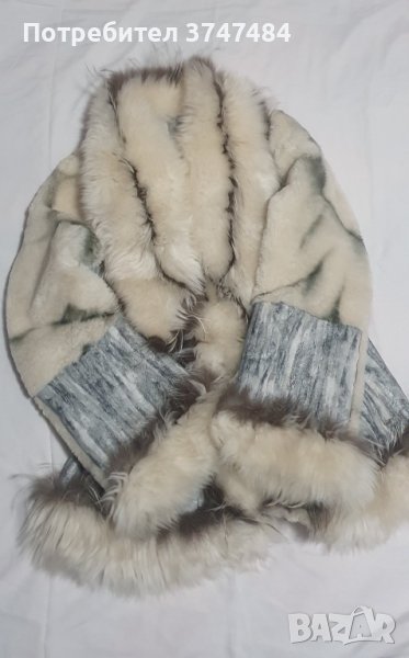Палто от телешка кожа + сребърна лисица , снимка 1