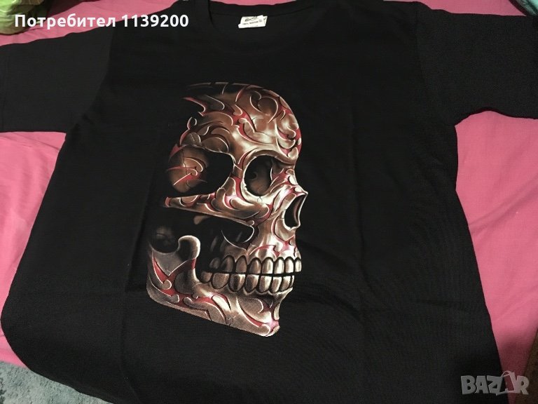 Cool Riders мъжка черна тениска със светещ череп L XL, снимка 1