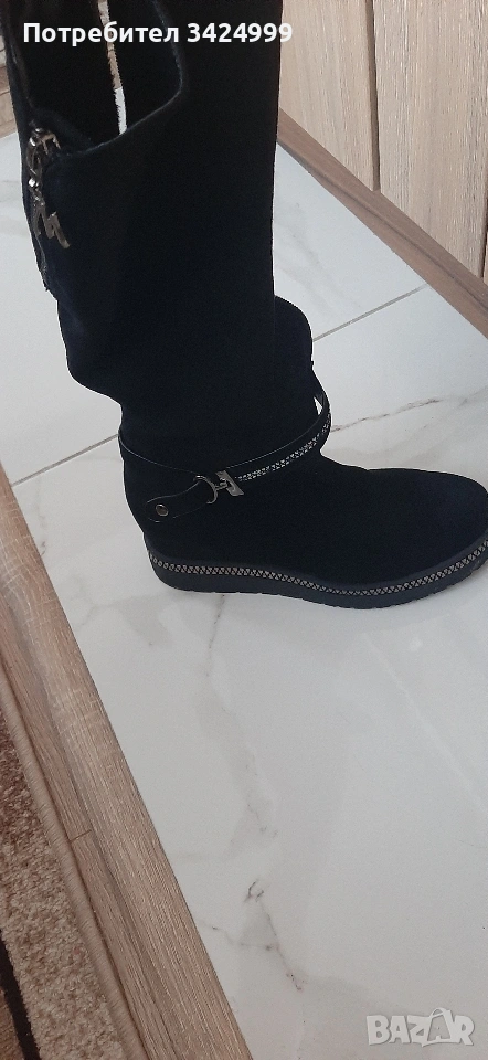 Нови дамски ботуши от велур, снимка 1