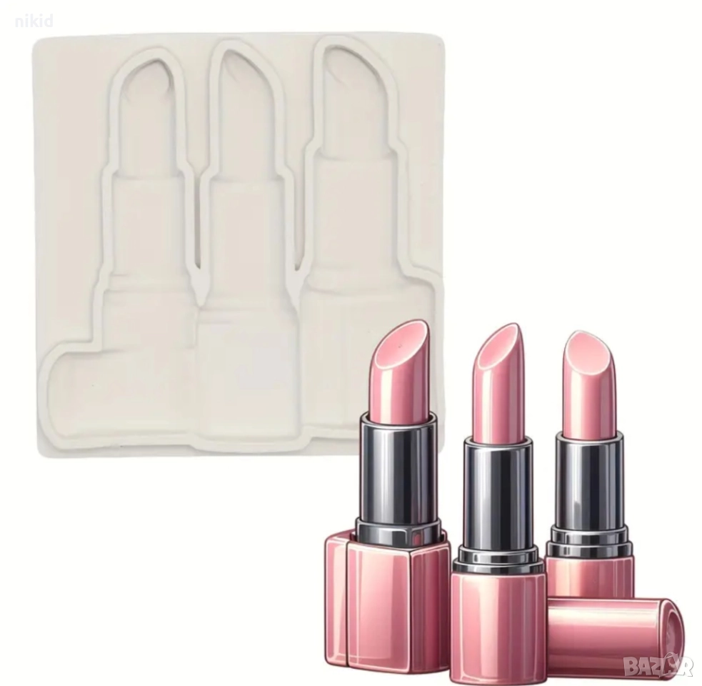 3 червила червило козметика силиконов молд форма фондан декор украса, снимка 1