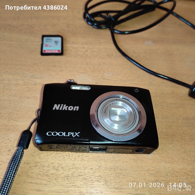 NIKON COOLPIX A100+8 GB KAРТА+КАЛЪФ+ЗАРЯДНО+ЛЕНТА, снимка 1