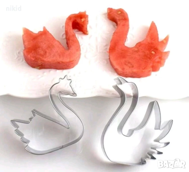 2 бр лебед лебеди метална форма резец за тесто фондан сладки бисквитки, снимка 1