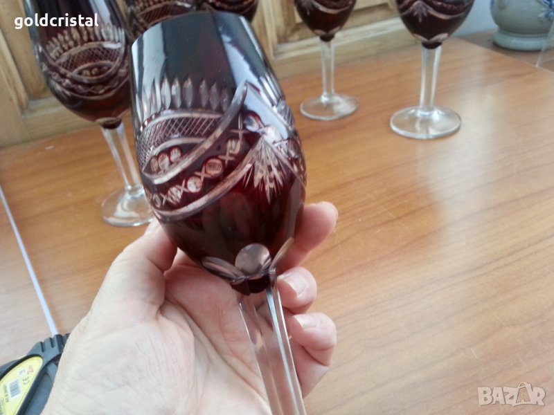 Кристални чаши цветен червен кристал, снимка 1