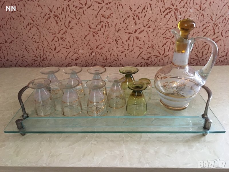 Ретро стъклен поднос, снимка 1