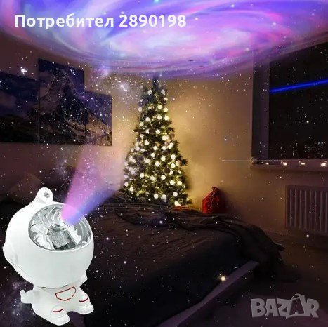 Нощна лампа прожектор Астронавт с дистанционно, с ефект "Звездно небе", снимка 1