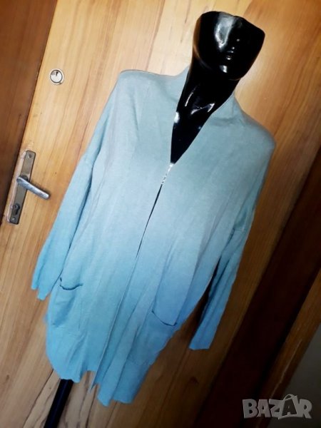 Светло тюркоазена жилетка финно плетиво ХЛ, снимка 1