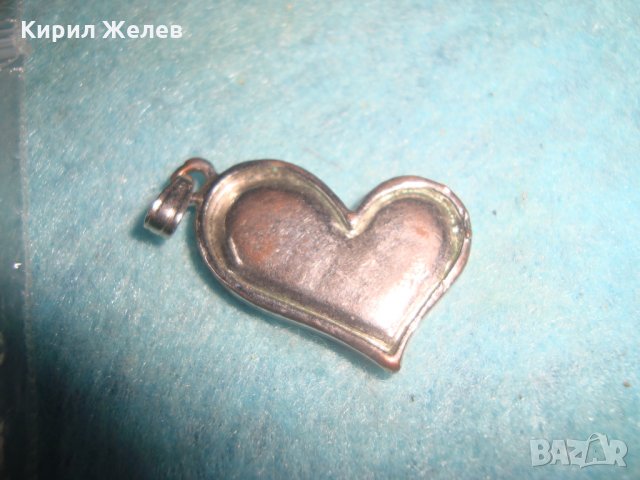 ПОСРЕБРЕНО СТАРО АРТ ДЕКО СТИЛ СЪРЧИЦЕ МЕДАЛЬОН с ЦИРКОНИ 3680, снимка 4 - Колиета, медальони, синджири - 35653829