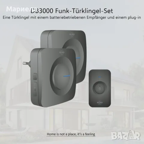 Комплект безжични звънци ELRO/2 приемника за контакт/Оптичен сигнал