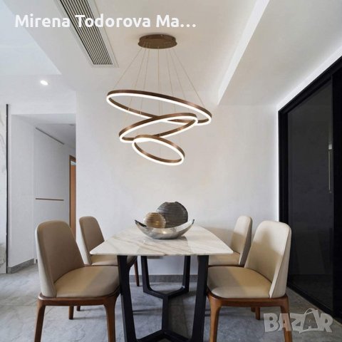 Модерни LED лед полилей с висящи светлини, с дистанционно, 3 пръстена, снимка 3 - Лампи за таван - 34025498
