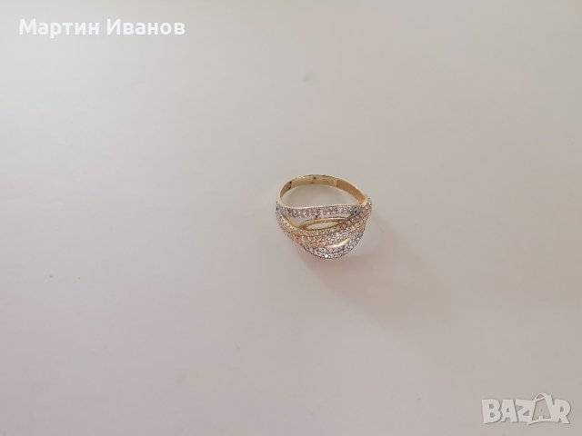 Златен пръстен с циркони 7, снимка 4 - Пръстени - 43674252
