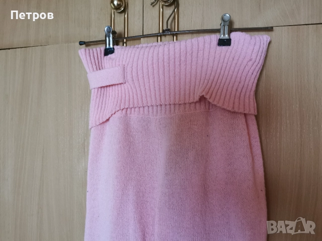 Дамски розов машинно плетен панталон с висока талия,подгъващ се колан.Размер М–L.10 лв., снимка 2 - Панталони - 52299567