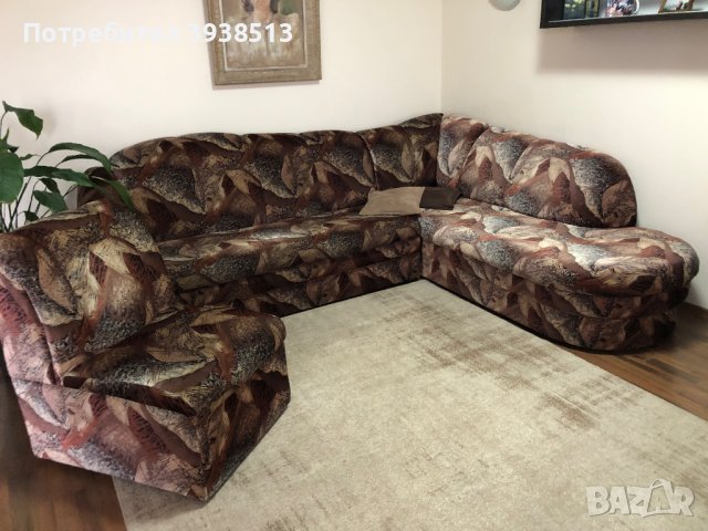 Ъглов диван и фотьойл - в отлично състояние, снимка 1 - Дивани и мека мебел - 43623436