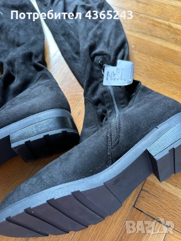 Чисто НОВИ! Дамски велурени ботуши до коленете, 41 Номер, снимка 3 - Дамски ботуши - 52610951