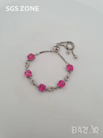 СРЕБЪРНА ГРИВНА СЪС СИН ИЛИ РОЗОВ ТОПАЗ И ПЕРИДОТ 925, снимка 6 - Гривни - 52367480