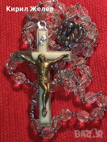 СТАРА ИТАЛИАНСКА КАТОЛИЧЕСКА ОГЪРЛИЦА БРОЕНИЦА с ПОСРЕБРЕНА ВЕРИЖКА и СРЕБЪРНА ИКОНКА STERLING 40598, снимка 16 - Антикварни и старинни предмети - 46233305