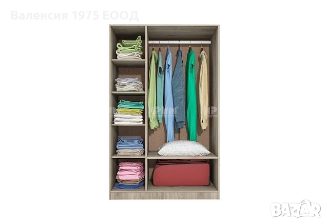 Трикрил гардероб с огледало Сити 1003 сонома, орех или комбинация бяло/ арвен, снимка 12 - Гардероби - 18790452