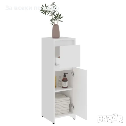 Шкаф за баня, бял, 30x30x95 см, ПДЧ, снимка 5 - Шкафове - 47415154