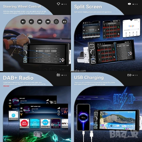 Мултимедия Android Auto, Carplay, плеър, единичен дин, навигация, кола, автомобил, 1DIN, с Андроид , снимка 2 - Аксесоари и консумативи - 53060508