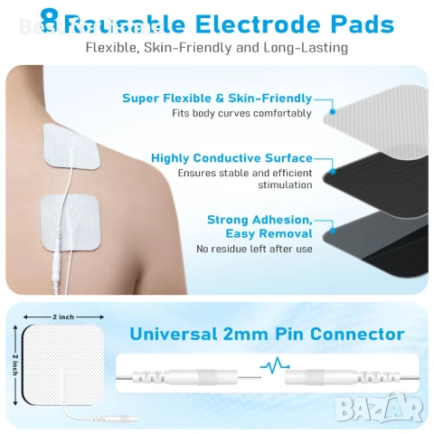 GHTENS TENS/EMS машина за облекчаване на болка  с 5 режима, 80 програми, снимка 3 - Масажори - 52605443