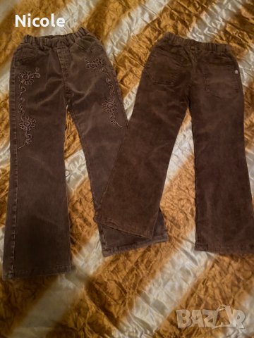 Джинси, подплатени в кафяв цвят и апликации размери: 128/122, снимка 8 - Детски панталони и дънки - 43435411