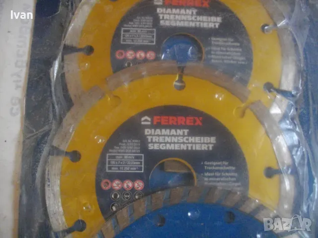 ф125мм НОВ АВСТРИЙСКИ ДИАМАНТЕН ДИСК ДИАМАНТИНА FERREX ЗА РЯЗАНЕ НА КАМЪК ТУХЛИ КЕРЕМИДИ КЛИНКЕР , снимка 7 - Диамантени и режещи инструменти - 50180877