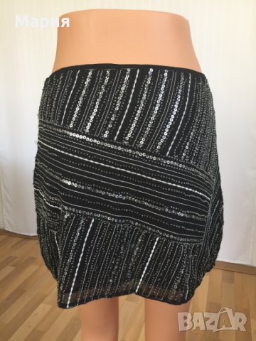 С / М America Today Нова Дамска Къса Пола Черна Бродерия Мъниста Паети Лятна Клубна, снимка 16 - Поли - 28776204