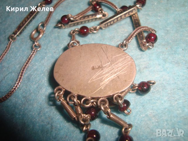 СТАРИННО СКЪПОЦЕННО СРЕБЪРНО КОЛИЕ СРЕБРО 800 с АМЕТИСТ АРТ ДЕКО АНГЛИЯ ЮВЕЛИРЕН РЪЧЕН УНИКАТ 26439, снимка 4 - Антикварни и старинни предмети - 34854596