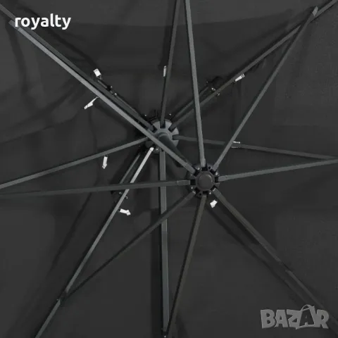 Градински чадър чупещо рамо с двоен покрив антрацит 250x250 см, снимка 8 - Градински мебели, декорация  - 50394409