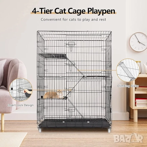 90х55х125см Голяма котешка клетка/ къща с 4 нива, стълбички и колела, снимка 7 - За котки - 52042776