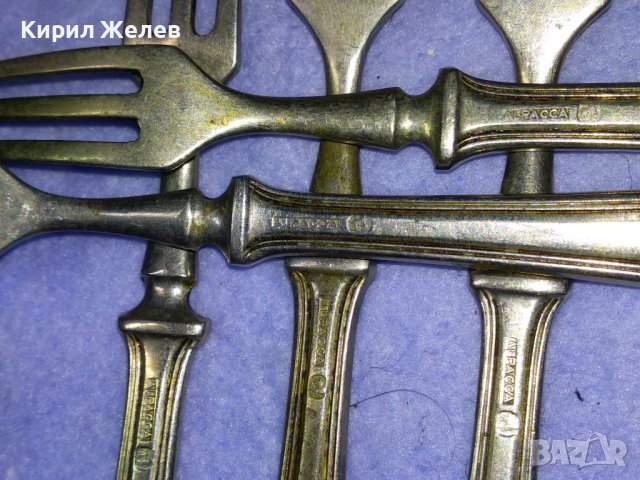 Лот 5 СТАРИННИ ALPACCA Сребърна СПЛАВ АРИСТОКРАТИЧНИ НЕМСКИ ДЕСЕРТНИ ВИЛИЧКИ с МАРКИРОВКА 42190, снимка 5 - Антикварни и старинни предмети - 43807086