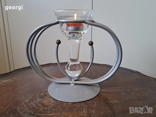 свещник за чаена свещ метал и стъкло   19/3, снимка 2 - Декорация за дома - 49161902