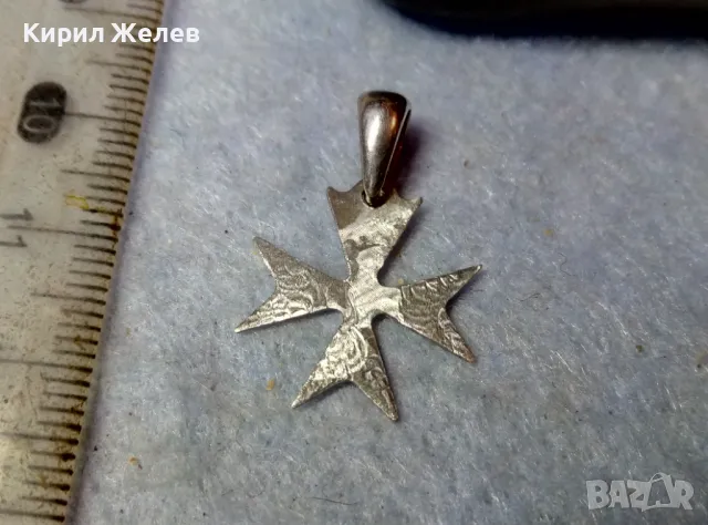 АРИСТОКРАТИЧЕН РИЦАРСКИ СТИЛ ПЕНДАНТ СРЕБЪРЕН МАЛТИЙСКИ КРЪСТ СРЕБРО 925 с БЯЛА ПОЗЛАТА 49147, снимка 6 - Колиета, медальони, синджири - 48938375