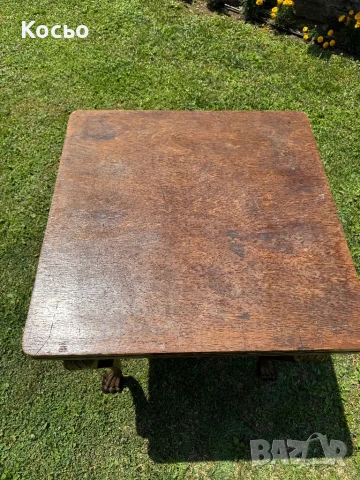 Стара разтегателна маса с лъвски крака, снимка 5 - Маси - 50937676