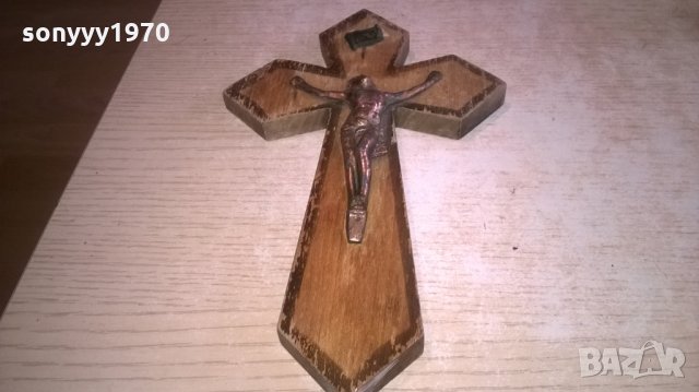 кръст с христос-23х14см-дърво мед/месинг, снимка 7 - Колекции - 28111223