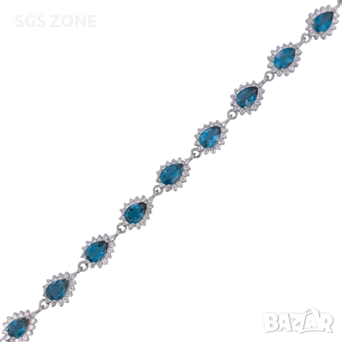 СРЕБЪРНА ГРИВНА С ЛОНДОНСКИ ТОПАЗ, снимка 3 - Гривни - 52295966