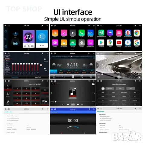 Android Auto и Apple Carplay Мултимедия за кола - 10-инчов сензорен екран + камера, снимка 7 - Аксесоари и консумативи - 48631194