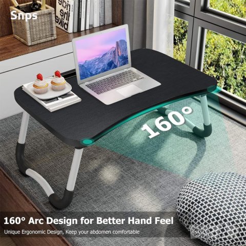 Сгъваема маса за лаптоп за легло със слот за таблет за сърфиране, работа, закуска, черен, снимка 6 - Маси - 43490200