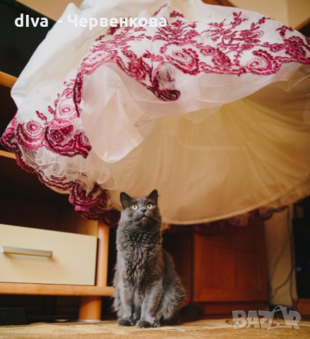 А - линия уникална сватбена рокля с бродерия бордо, снимка 4 - Сватбени рокли - 28128040