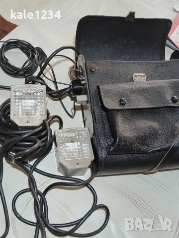 Луч 70. СССР. Фотосветкавица. Luch 70. Чанта от естествена кожа. Комплект. Преносима с батерия 