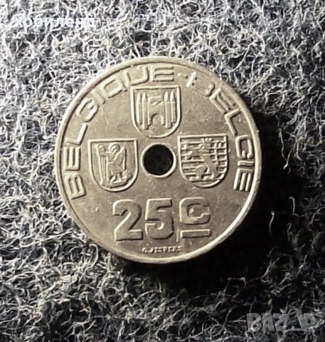 25 цента Белгия 1939, снимка 1 - Нумизматика и бонистика - 26419542