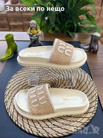 Miu Miu Дамски Чехли Миу Миу - Налични Различни Цветове Код E606, снимка 5 - Чехли - 50957638